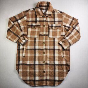 Time and Tru Size M Medium Woman's Plaid Poly Wool Sweater Button Up Long Sleeve